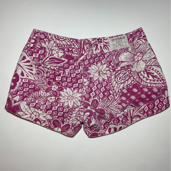 Union Bay Jeans Floral Shorts Size 1 Pink Cream - Picture 2 of 10